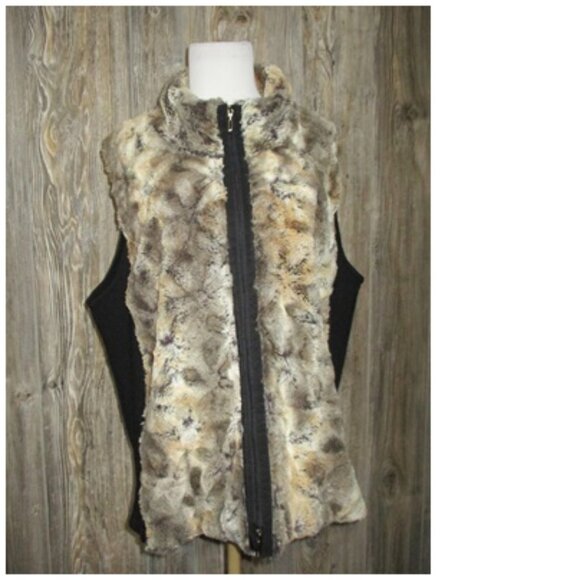SAMOON by Gerry Weber sz 50 US size 20 faux fur vest jacket Goblincore Forest - Picture 1 of 13
